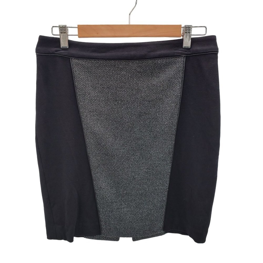 Express Womens Knit Pencil Skirt Size‎ 4 Black Gray Short Career Back Zip Slit